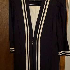 Women navy blue and white 3 piece pant suit size 14